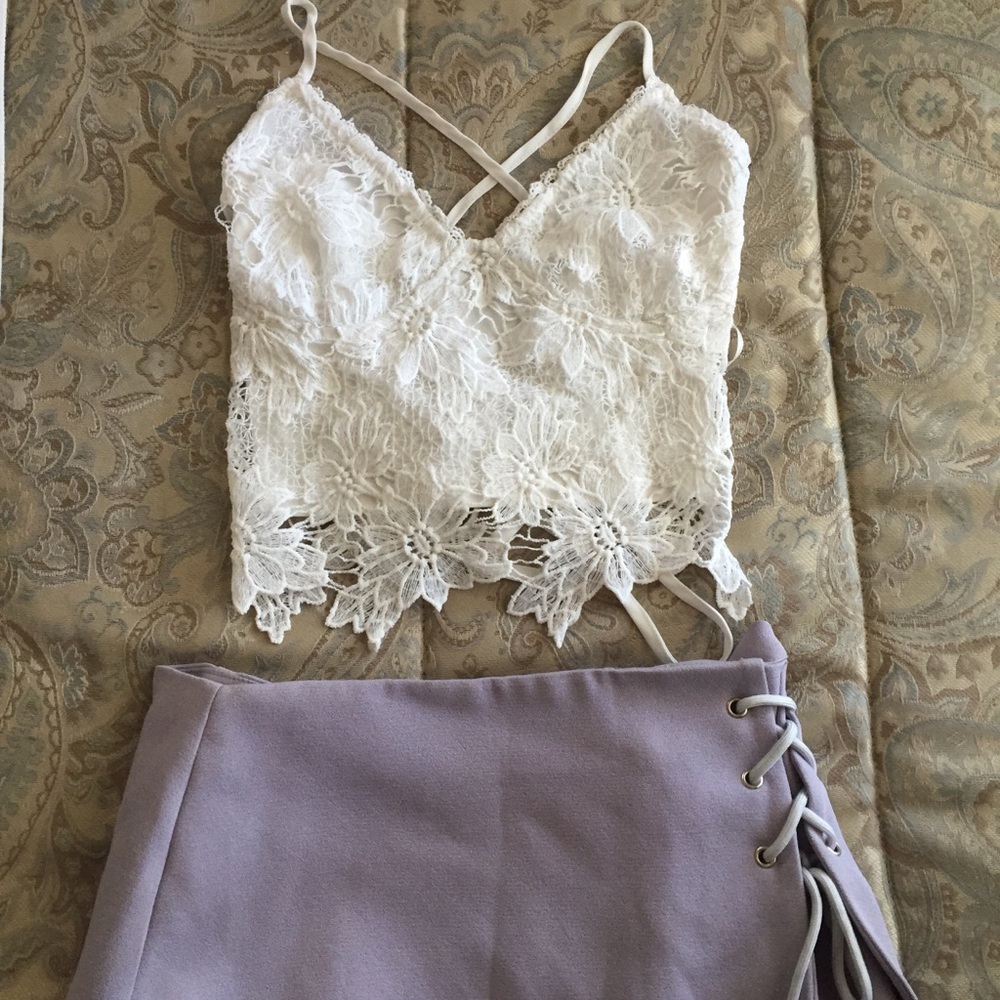 Lace white crop top